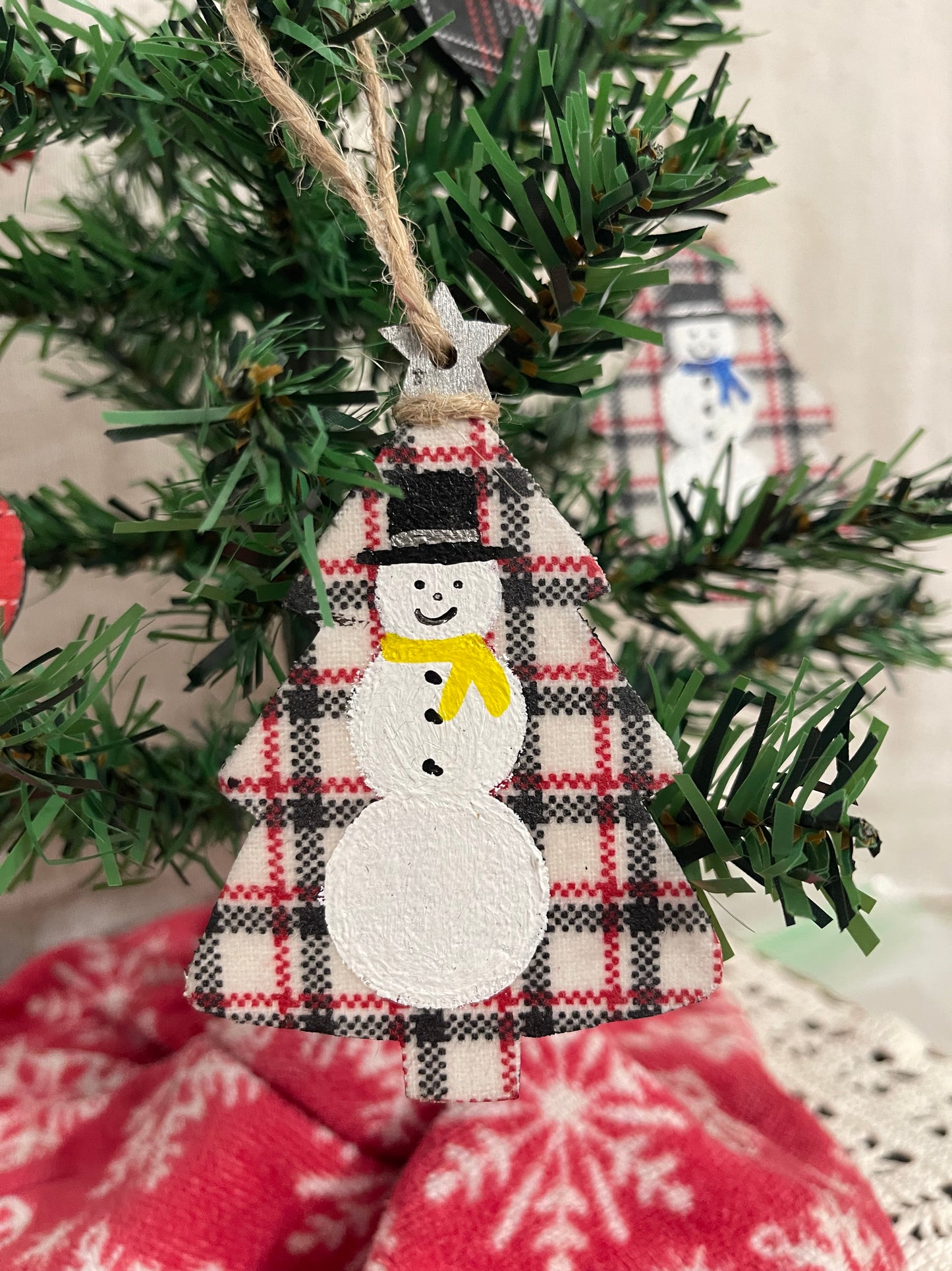 Tree Snowman Christmas Ornament