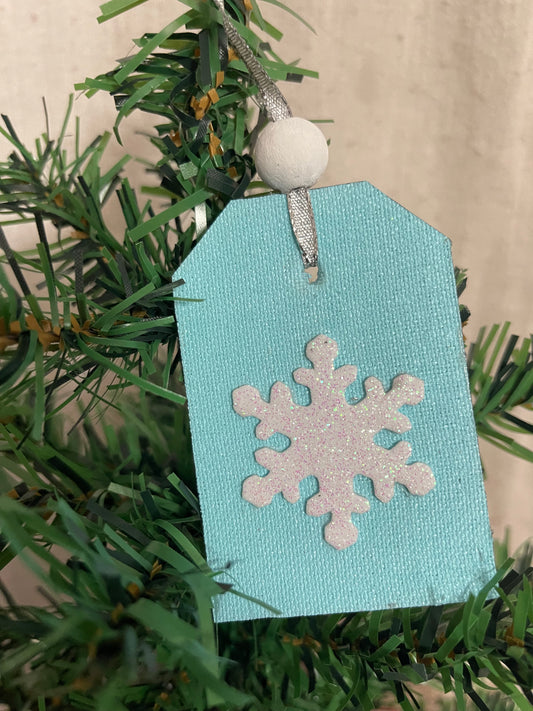 Coastal Snowflake Christmas Ornament w/White Bead