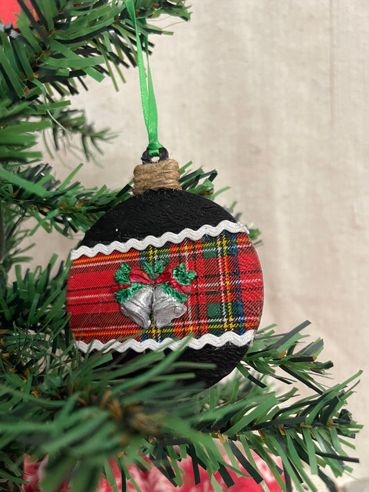 Circular Multi-Themed Christmas Ornament-Blk (Set of 4)