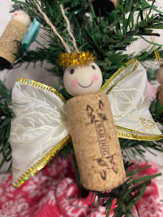 Cork Angel w/ Gold White Wings