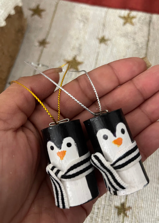 Cork Penguin Ornament w/ Striped Scarf