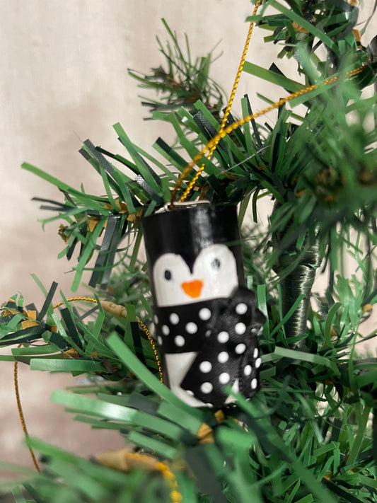 Cork Penguin Ornament w/ Polka Dot Scarf