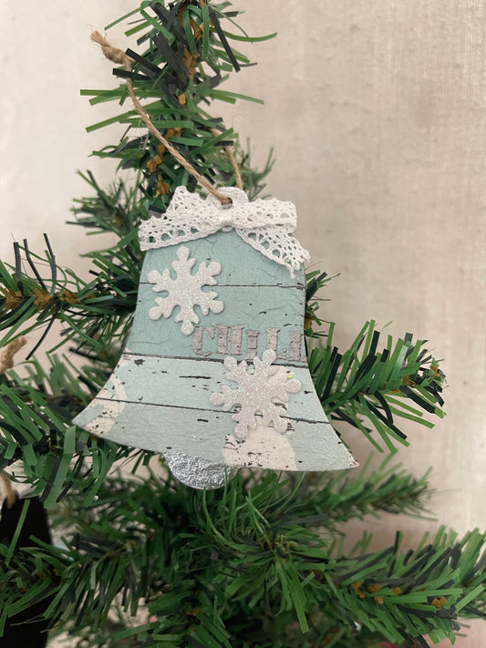 Coastal Christmas Bell Ornament-White