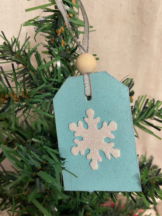 Coastal Snowflake Christmas Ornament w/ Natural Bead