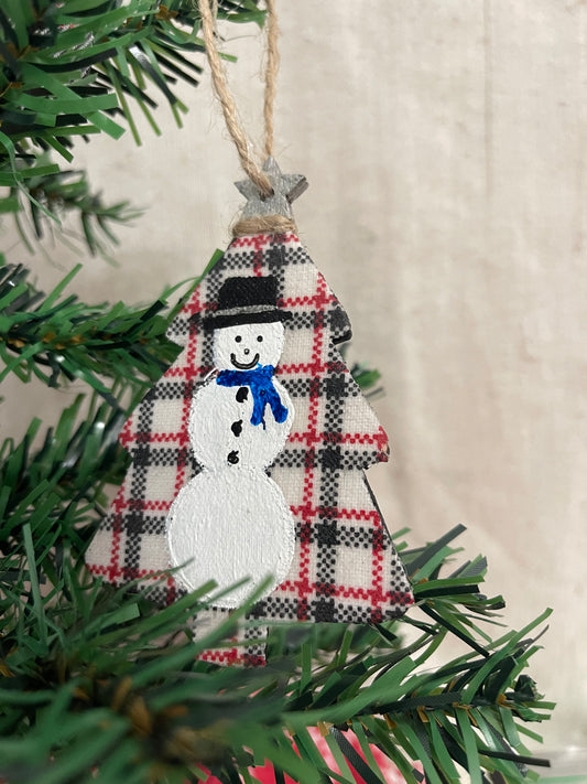 Tree Snowman Christmas Ornament