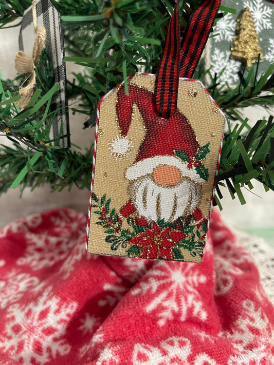 Santa Gnome w/ Red Checkered Ribbon